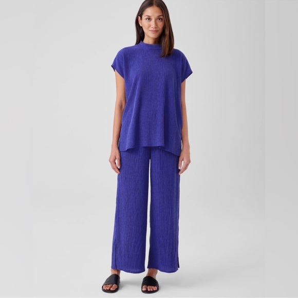 NWT Eileen Fisher Woven Plissé Wide-Leg Pant - Picture 2 of 7